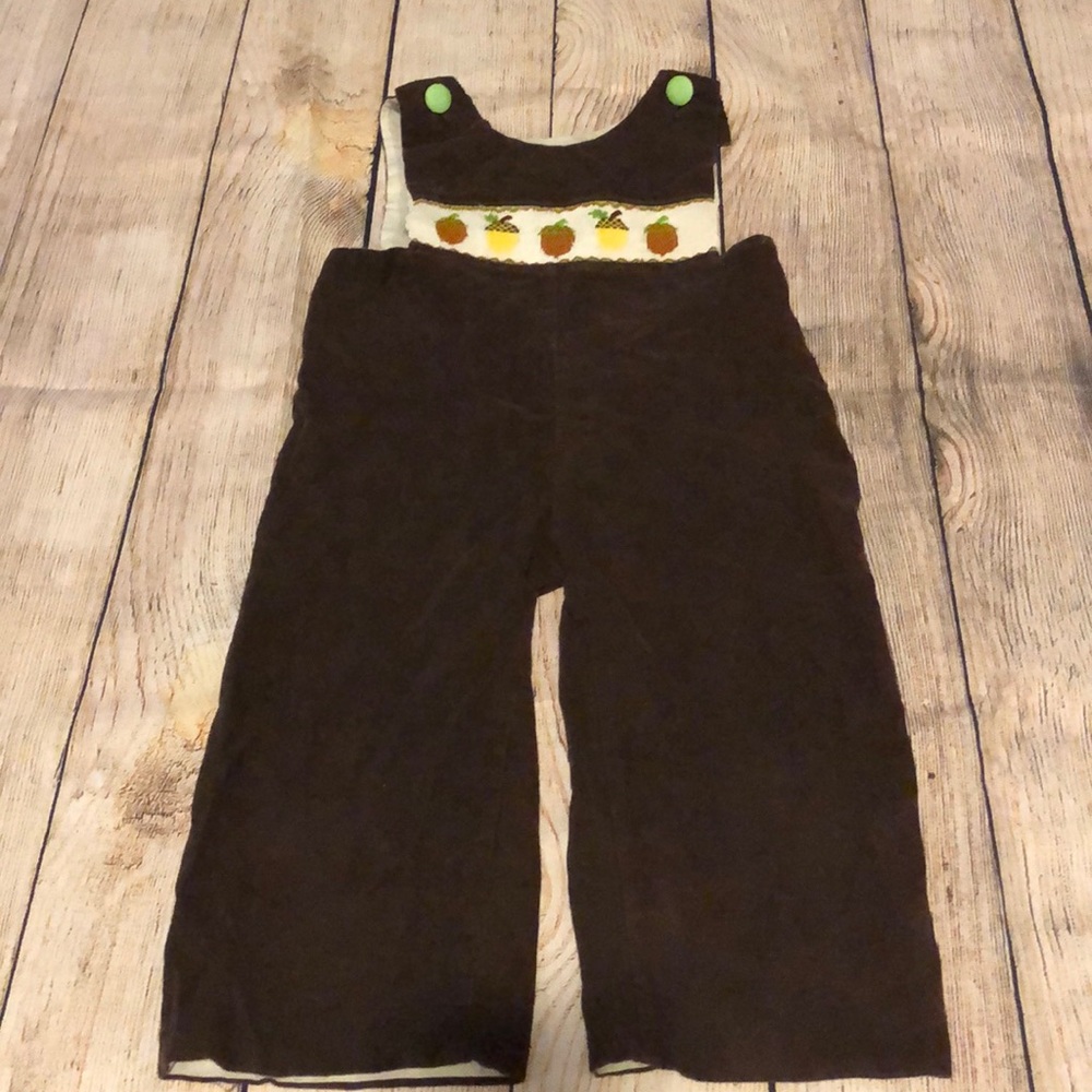 Brown Corduroy Used Boys Smocked Longall/Overalls.